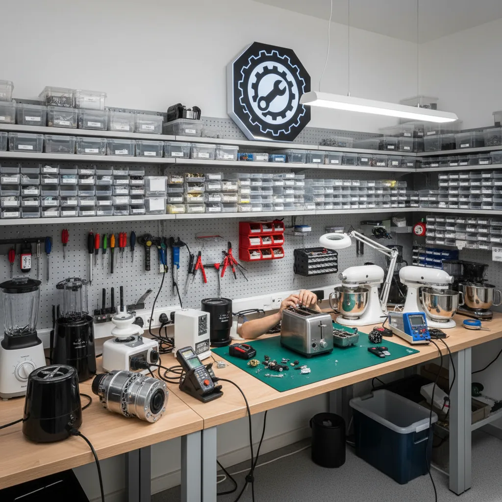 Various small appliance repair in a professional workshop